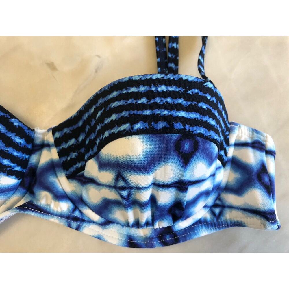 Michael Kors Bikini Small Summer Breeze Tile Navy Blue White Underwire Tie Dye - Picture 2 of 5